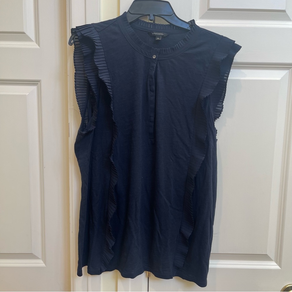Banana Republic Navy Ruffle Top - Picture 3 of 10